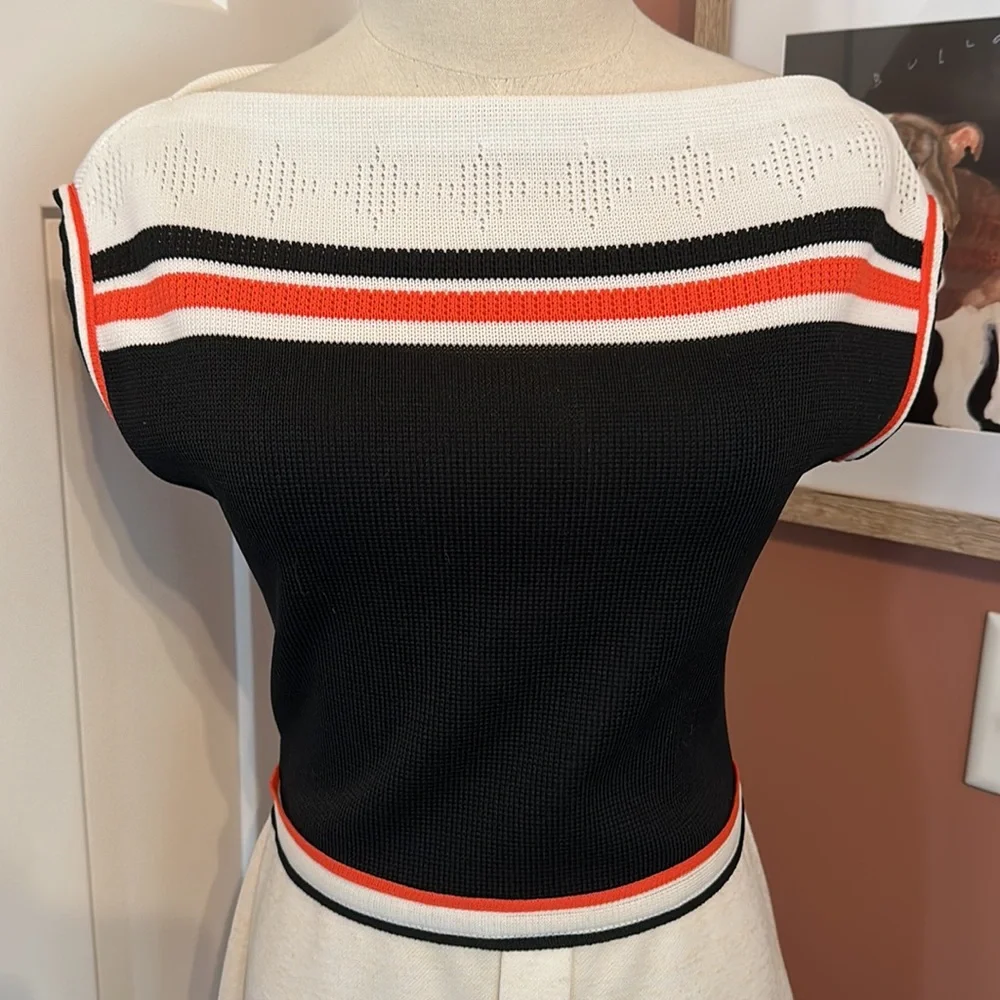 Vintage Bleeker Street polyester blend back zipper 10 capped sleeve knit dress - Picture 2 of 16